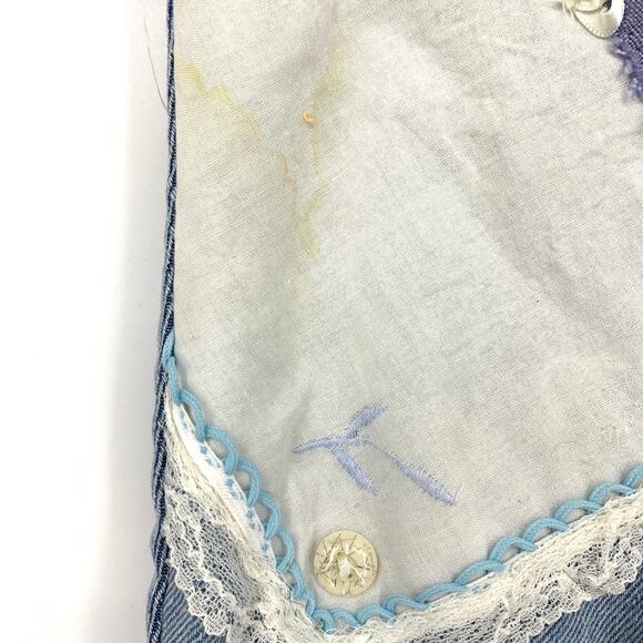 Vintage Handmade Patchwork Denim Vest Womens Apx Sz M Blue White *AS IS READ - Picture 5 of 6